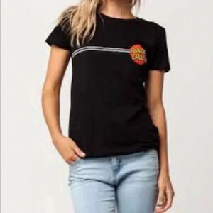 Y2K Santa Cruz logo skateboards black double sided shirt size Small